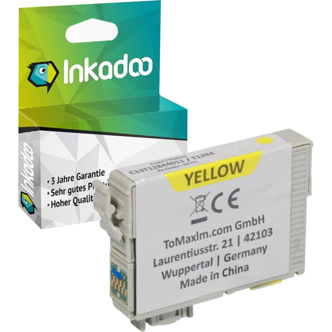 Inkadoo, Druckerpatrone, Druckerpatronen kompatibel zu Epson C13T12844011 / T1284 XL Tintenpatrone, gelb Gelb (Y)