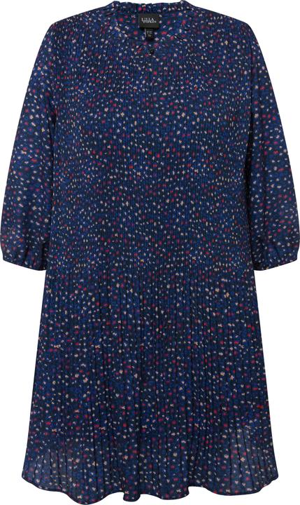 Actual product image Ulla Popken Speckled 3/4 Sleeve Pleated Mini Dress (46, 48)