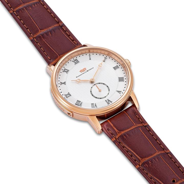 Image du produit Montre à quartz pour homme Moonlight en cuir véritable brun - 26511 (Montre analogique, 40 mm)