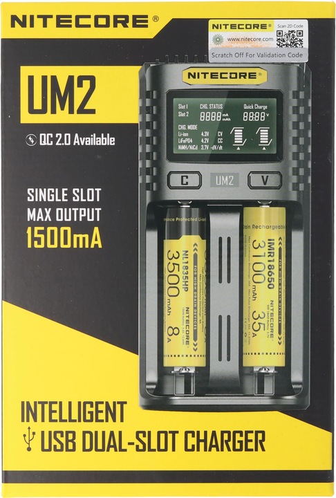 Image du produit Nitecore Chargeur USB UM2 (1 pcs, 14500, 16340, 18650, 26650, Chargeurs sans batterie)