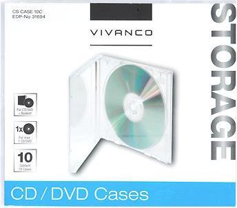Produktbild Vivanco CD Jewel Case f??r eine CD, 10er Pack, transparent