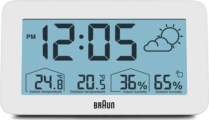 Actual product image Braun BC13WP digital alarm clock w. weather station