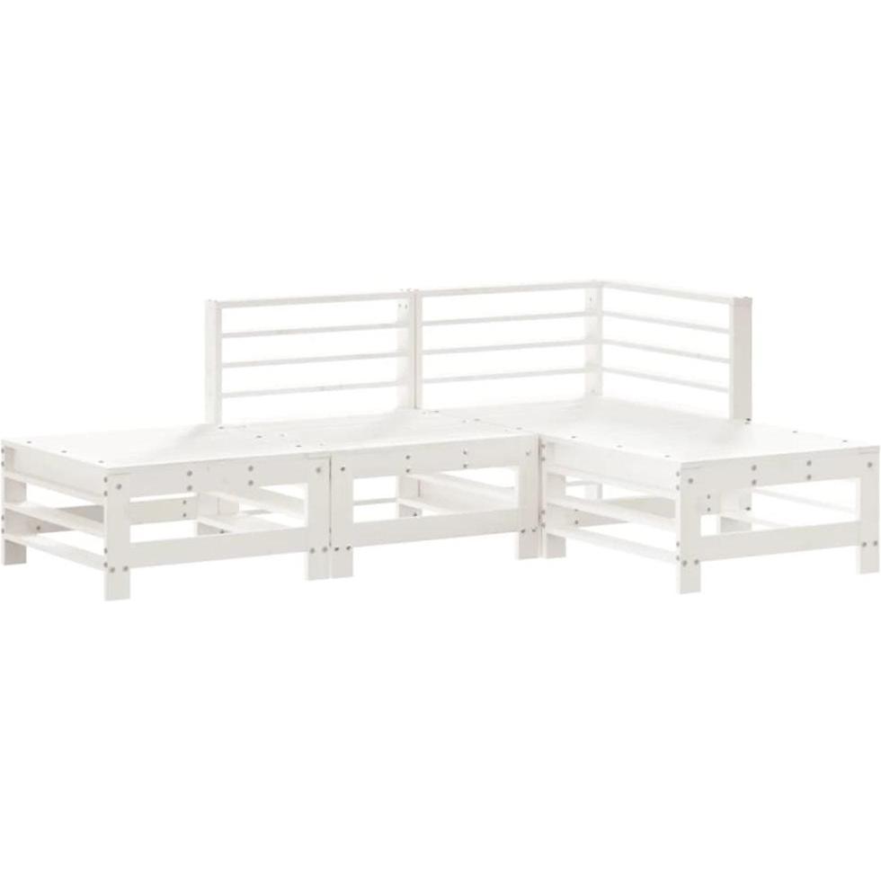 VidaXL, Gartenlounge, 4-tlg. Garten-Lounge-Set Weiss Massivholz Kiefer,Farbe