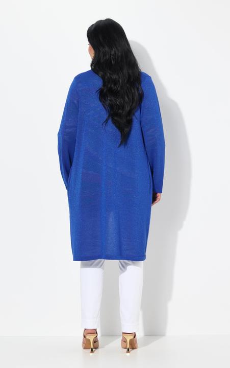 Produktbild Ulla Popken Long-Strickjacke, offene Form, V-Ausschnitt, Stehkragen (58)