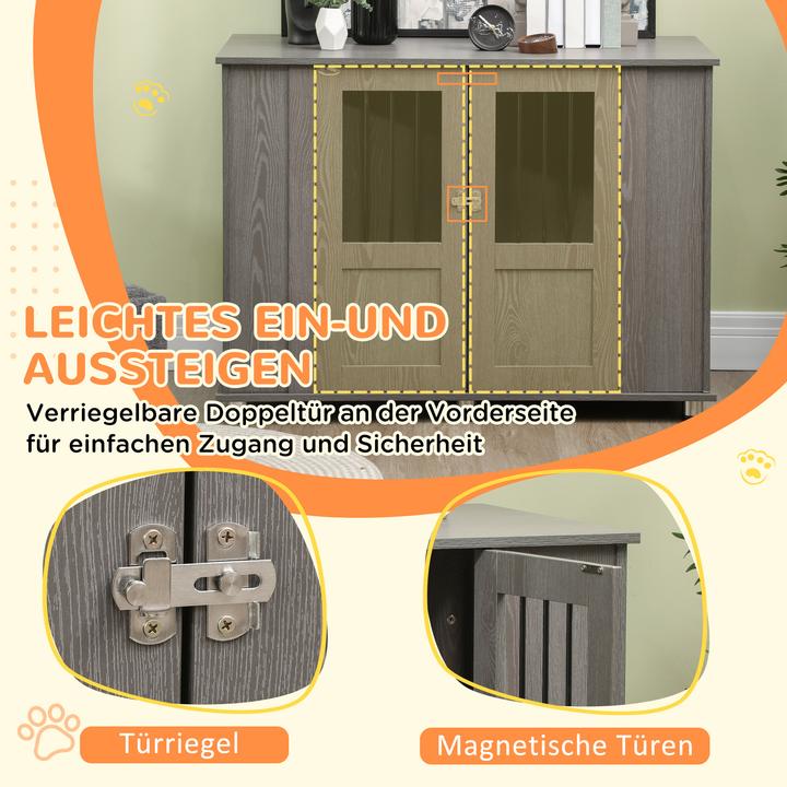 Actual product image PawHut Hundekäfig Spanplatte, Stahl Grau (Dog kennel)