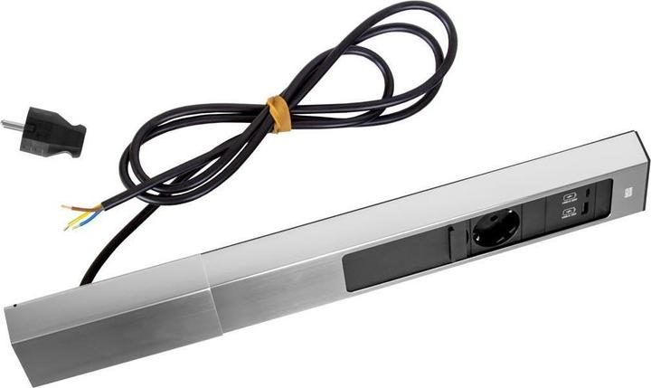 Image du produit Bachmann CASIA 2 3x prise de courant 1x USB-Charger A/C (932.006) aspect inox, long (3 x, CEE 7/3, 2 m)
