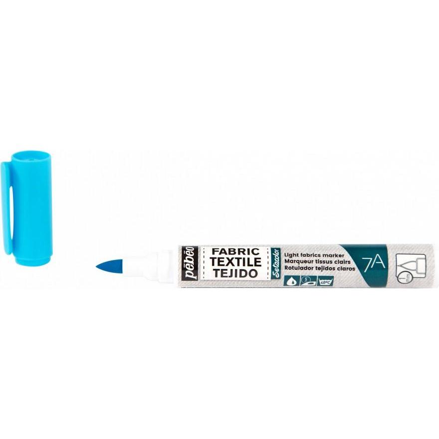 Pebeo, Marker, 7A Marker Helle Stoffe 1mm Pinselspitze (Neonblau, 1 mm)