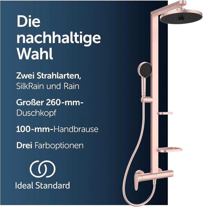 Actual product image Ideal Standard Shower system Alu+: Ceraflow shower mixer 2 shelves, 2F hand shower, 2F overhead shower