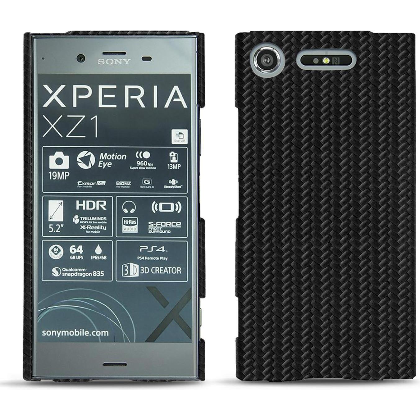 Thumbnail - Noreve Lederschutzhülle (Sony Xperia XZ1), Smartphone Hülle, Schwarz