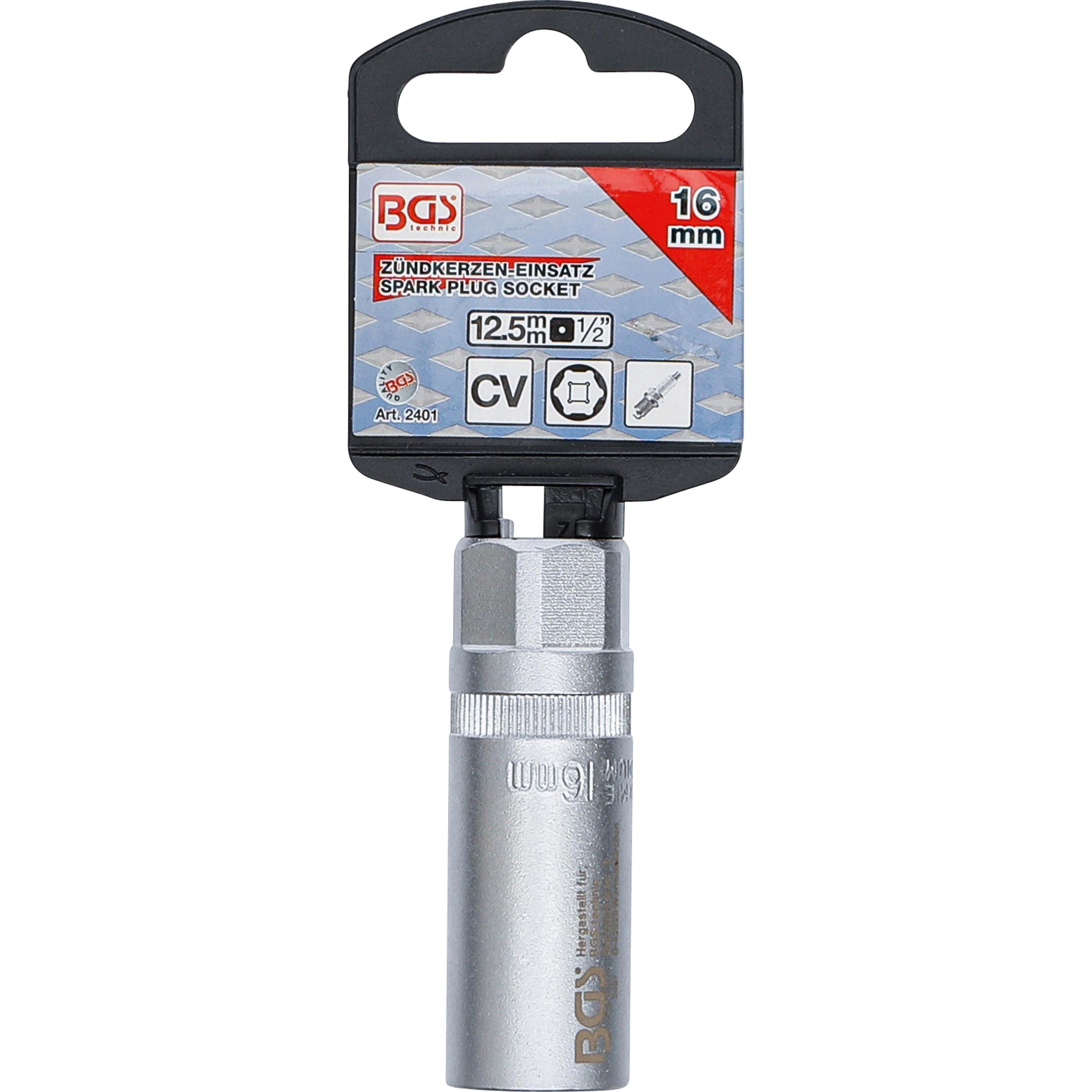 Thumbnail - BGS, Fahrzeug Werkzeug, Zündkerzen-Einsatz Sechskant Antrieb Innenvierkant 12,5 mm (1/2") SW 16 mm