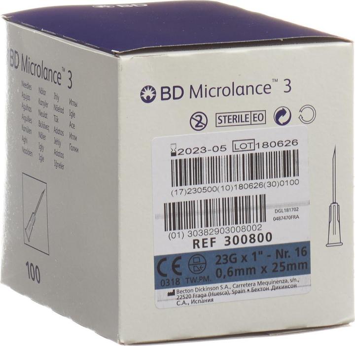 Produktbild BD Microlance 3 Injektion Kanüle 0.60x25mm blau 100 Stk