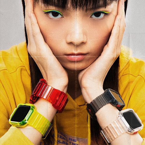 Produktbild Skinarma Band+Case Saido 2in1 Apple Watch 45/44mm clear (Edelstahl, TPU)