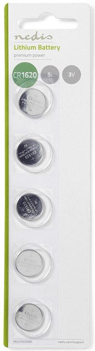 Produktbild Nedis Lithium-Knopfzelle CR1 620, 3 V, 5 Stück (5 Stk., CR1620)