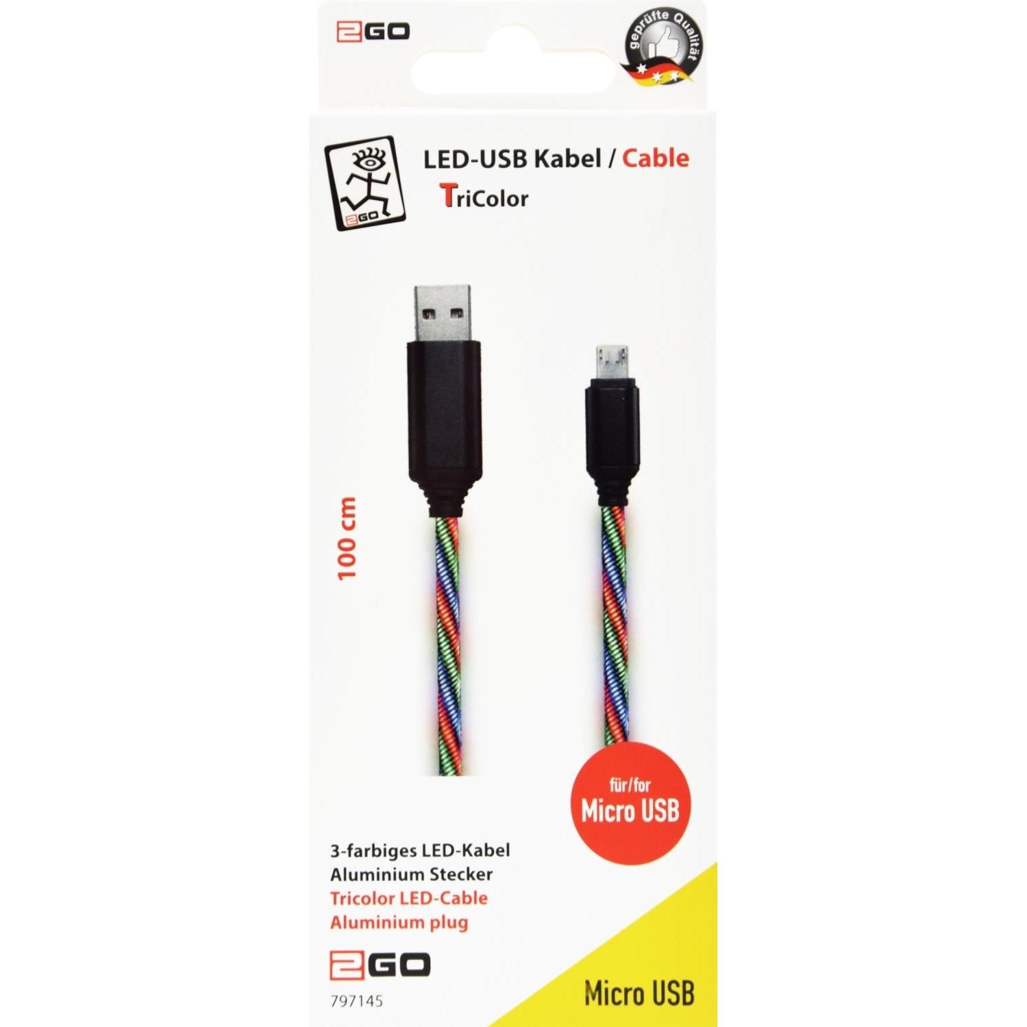 Thumbnail - 2GO 797145 USB Kabel USB B Micro-USB B Mehrfarbig (1 m, USB 3.2 Gen 1), USB Kabel