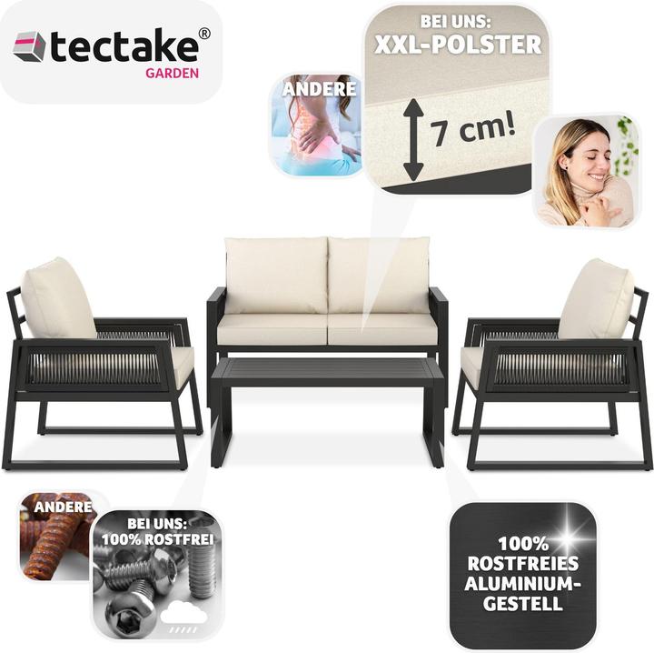 Actual product image tectake Captive garden lounge set in Rope design, aluminium frame