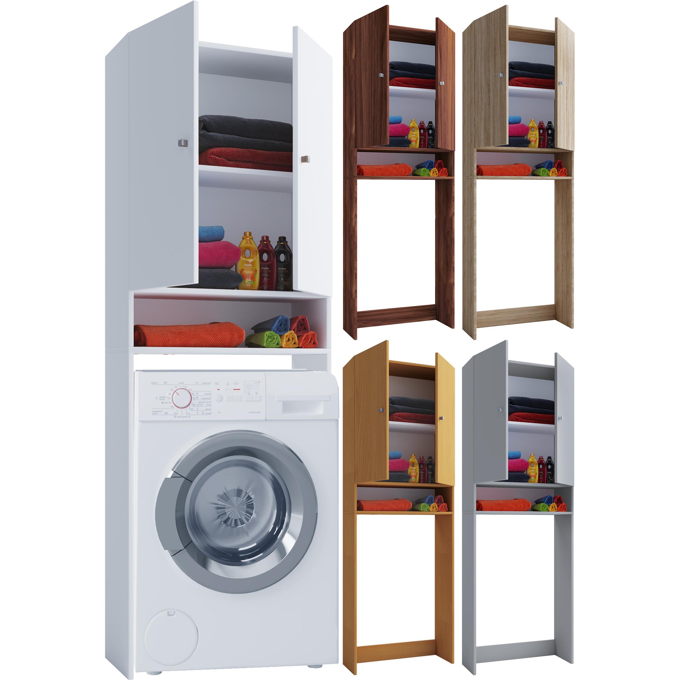 VCM Holz Waschmaschinenschrank Überbau Lona, Zubehör Waschen + Trocknen