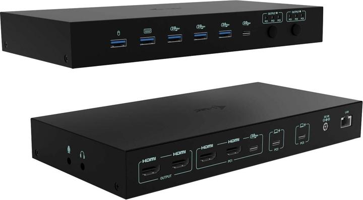 i-tec USB-C KVM DS for 3 Hosts, USB-C (USB-C, 10 ports)