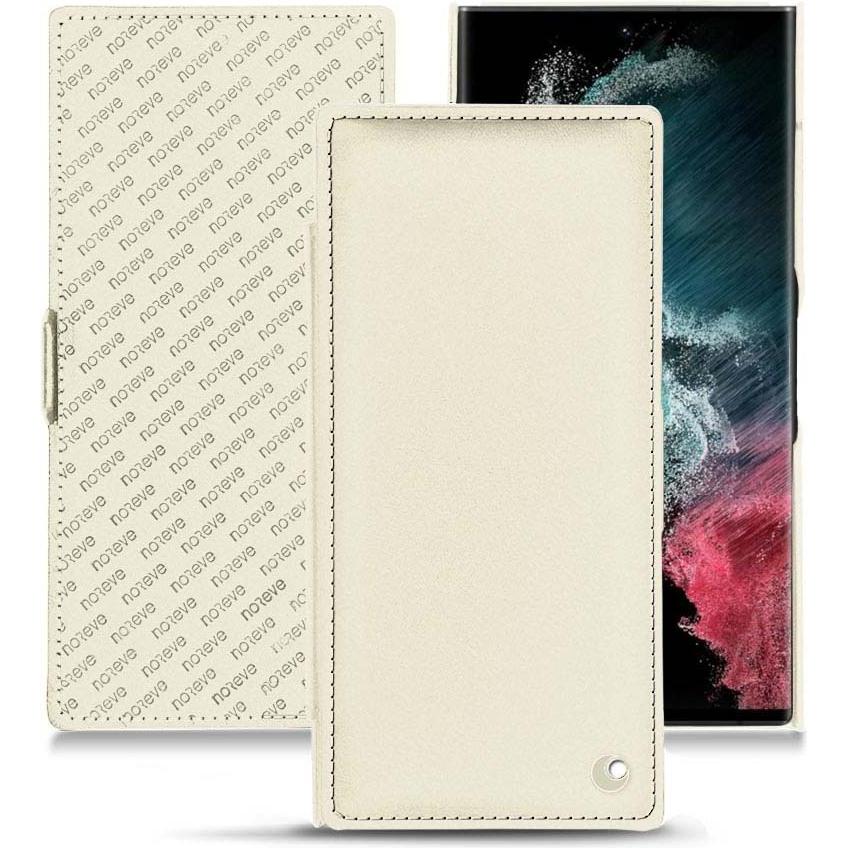 Noreve Lederschutzhülle horizontal (Samsung Galaxy S22 Ultra (5G)), Smartphone Hülle, Weiss