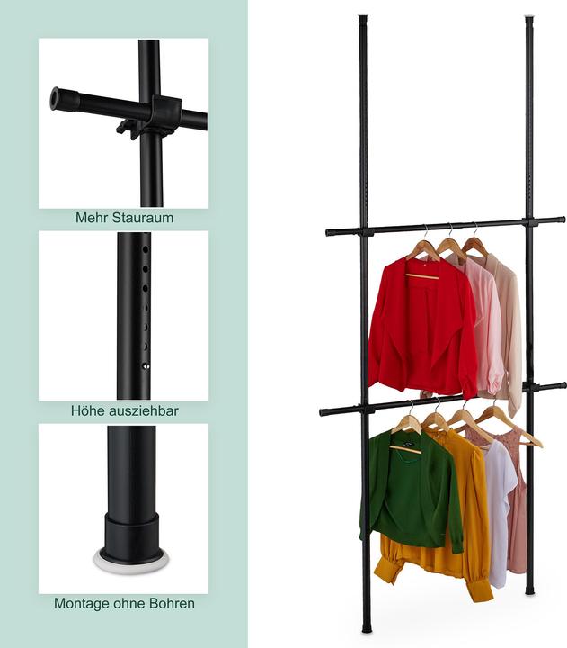 Actual product image Relaxdays Garderobensystem Teleskop Schwarz
