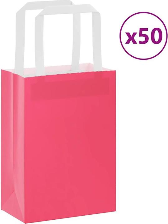 Actual product image vidaXL Kraft paper bags 50 pcs. with handle Pink 15x8x21 cm Paper bag (50x)