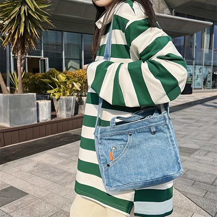 Actual product image Only-Bags.Store Universal denim square bag, portable lightweight storage bag for going out and travelling