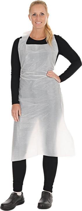 Hygostar Grembiule monouso LDPE bloccato 75x125 cm bianco impermeabile e resistente, 500 pezzi/cartone (XL)