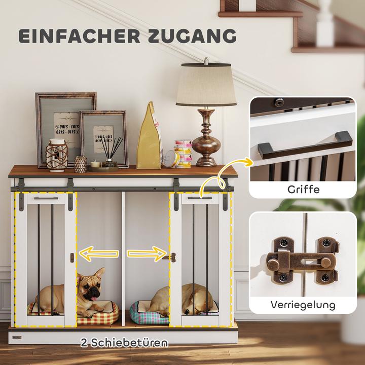Actual product image PawHut Hundekäfig MDF, Stahl Weiss (Dog kennel)