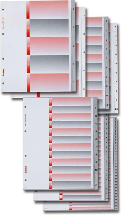 Immagine prodotto Kolma Indice A4 XL superstrong 1-10 10 pezzi grigio