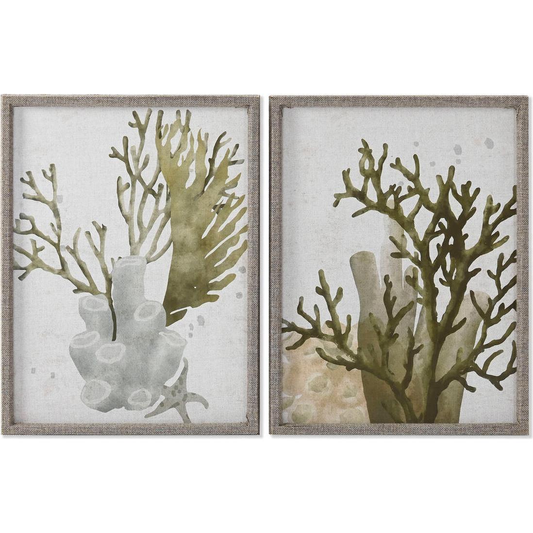 Esprit, Quadri, Painting Home Green Coral Mediterranean 45 X 2 X 60 Cm (2 Units) (2 X 2 Cm)