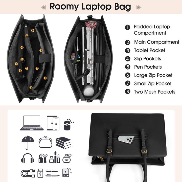 Produktbild Only-Bags.Store Handtasche Shopper grosse Tasche PU-Leder Arbeitstasche Umhängetasche Tasche für die Arbeit Schule