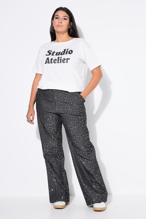 Actual product image Studio Untold Sequined Denim Elastic Waist Jeans (48)