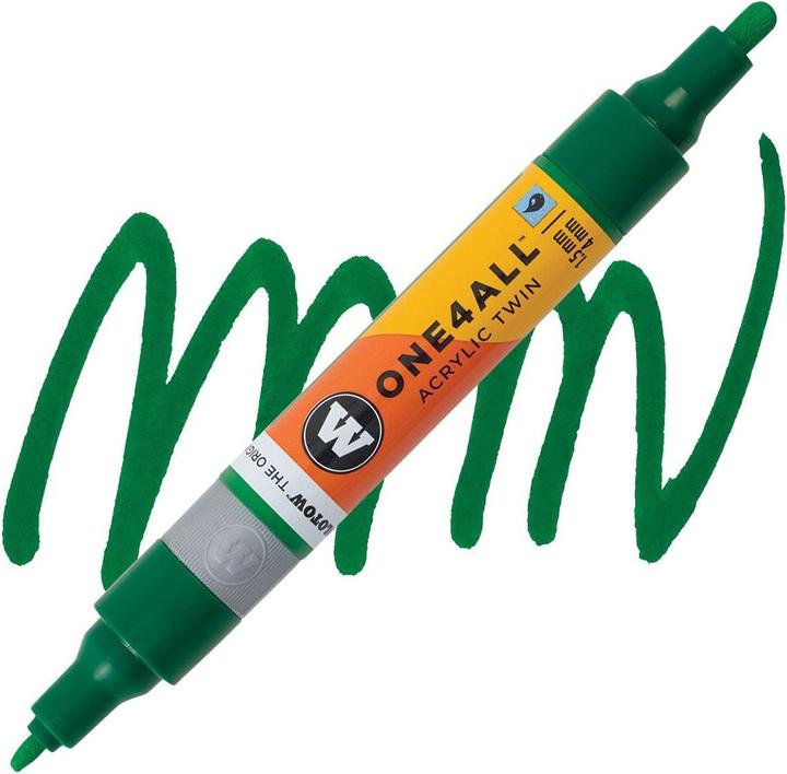 Actual product image Molotow Marqueur pour Maquettes - One4All Twin - Acrylique M. Vert - 1,5/4mm - -096 - 15 cm (1x)