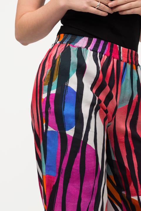 Immagine prodotto Ulla Popken Pantaloni in misto lino con taglio della gamba dritto, nervatura e cintura elastica (54, 56)