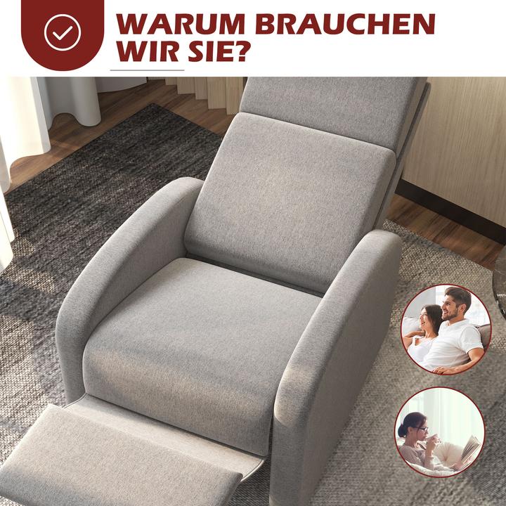 Immagine prodotto Homcom Relaxsessel mit Liegefunktion Polyester, Schaumstoff Grau