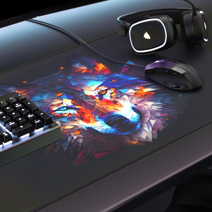 Produktbild Titanwolf Gaming Mauspad XXL, glattes Stoffgewebe, Speed Mausmatte 900 x 400 mm grosse Fläche, Polygon Wolf (XXL)