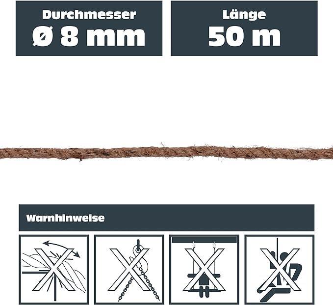 Actual product image Helpmate Hanfseil, 8 mm, 50 m (50 m)