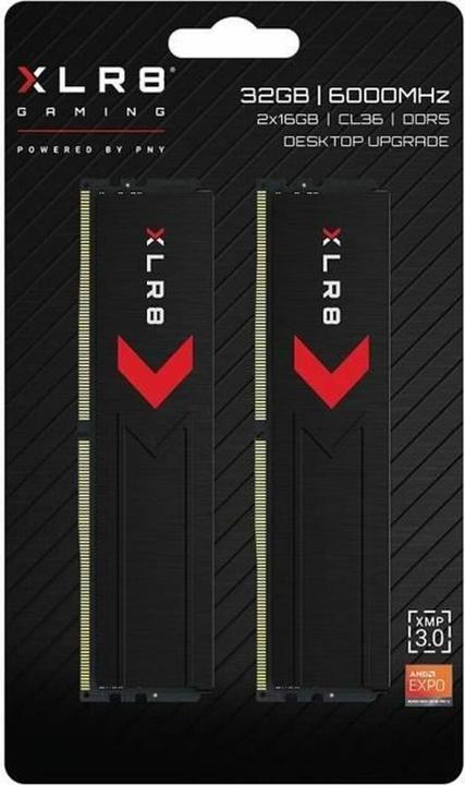 Produktbild PNY DIMM 32 GB DDR5-6000 (2x 16 GB) Dual-Kit (schwarz, MD32GK2D5600036XR, XLR8 Gaming EPIC) (2 x 16GB, DDR5-RAM, DIMM)