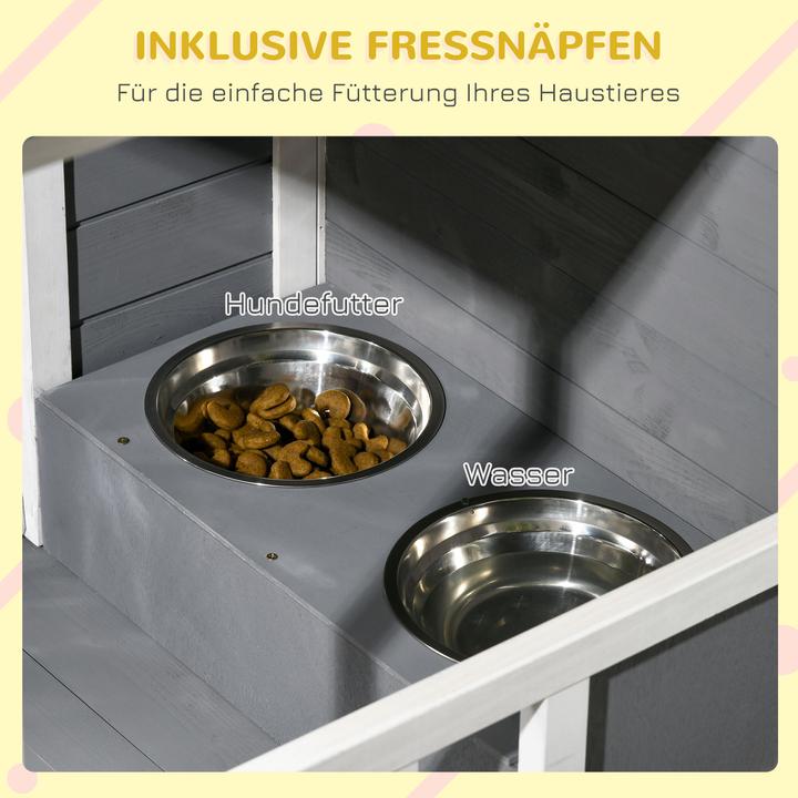 Image du produit PawHut Niche pour chiens avec gamelles (Niche pour chien)