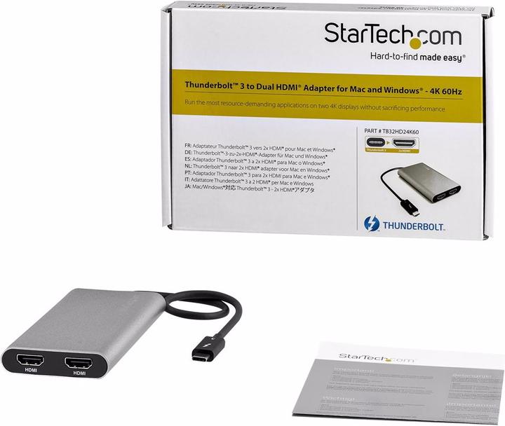 Image du produit StarTech Thunderbolt 3 To Dual HDMI 4k (USB-C, 11.40 cm)