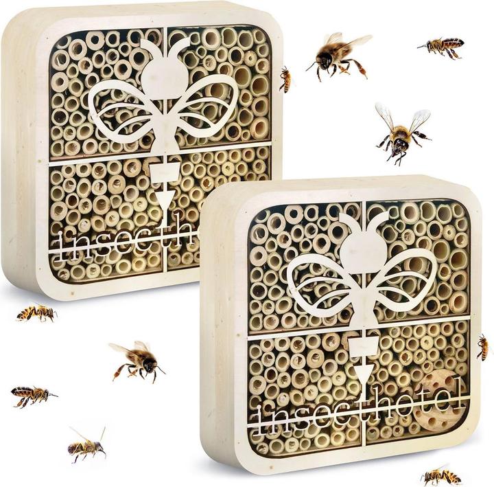 Actual product image Isotronic Set of 2 insect hotel bee, child-friendly, natural wood (Bee)