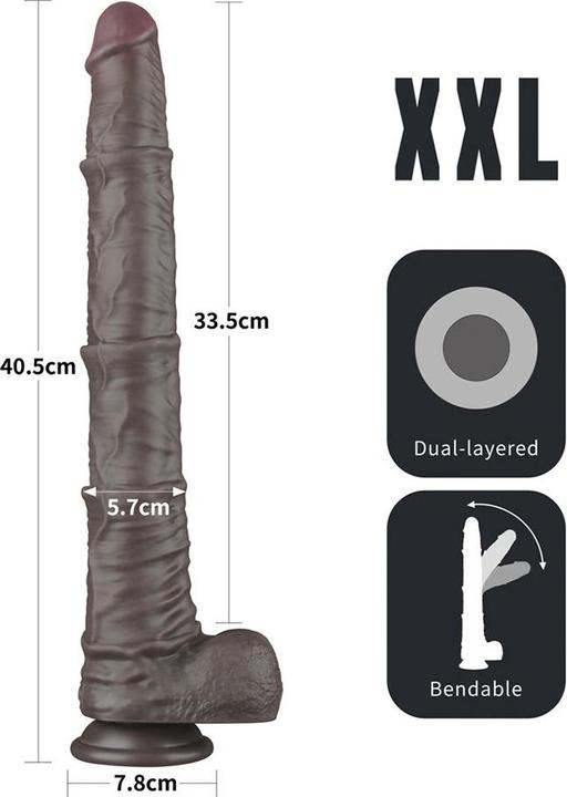 Image du produit Lovetoy Nature Cock - 16" Dual Layered Bendable Cock XXL - Schwarz