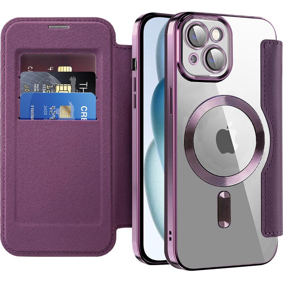 Techsuit - SmartMag Book Case - iPhone 15 Plus - Purple (Apple iPhone 15 Plus), Cover smartphone, Viola