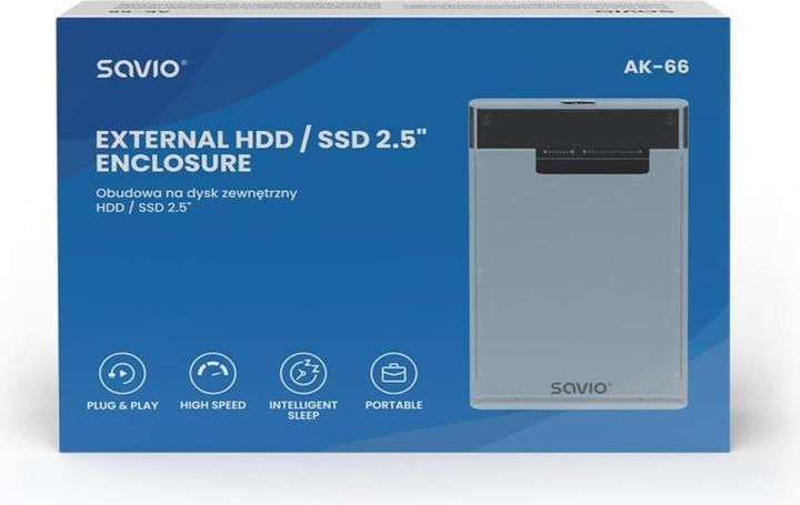 Productafbeelding Savio 2,5 externe HDD/SSD-behuizing USB 3.0 transparant AK-66 (2.5")