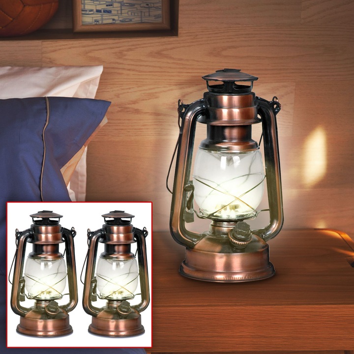 Produktbild Eaxus 2er-Set LED-Sturmlampe mit Akku, 200 lm, 3 W, warmweiss (2 x)