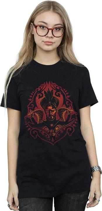 Actual product image Disney Womens/Ladies Aladdin Movie Jafar Snakes Cotton Boyfriend T-Shirt (3XL)