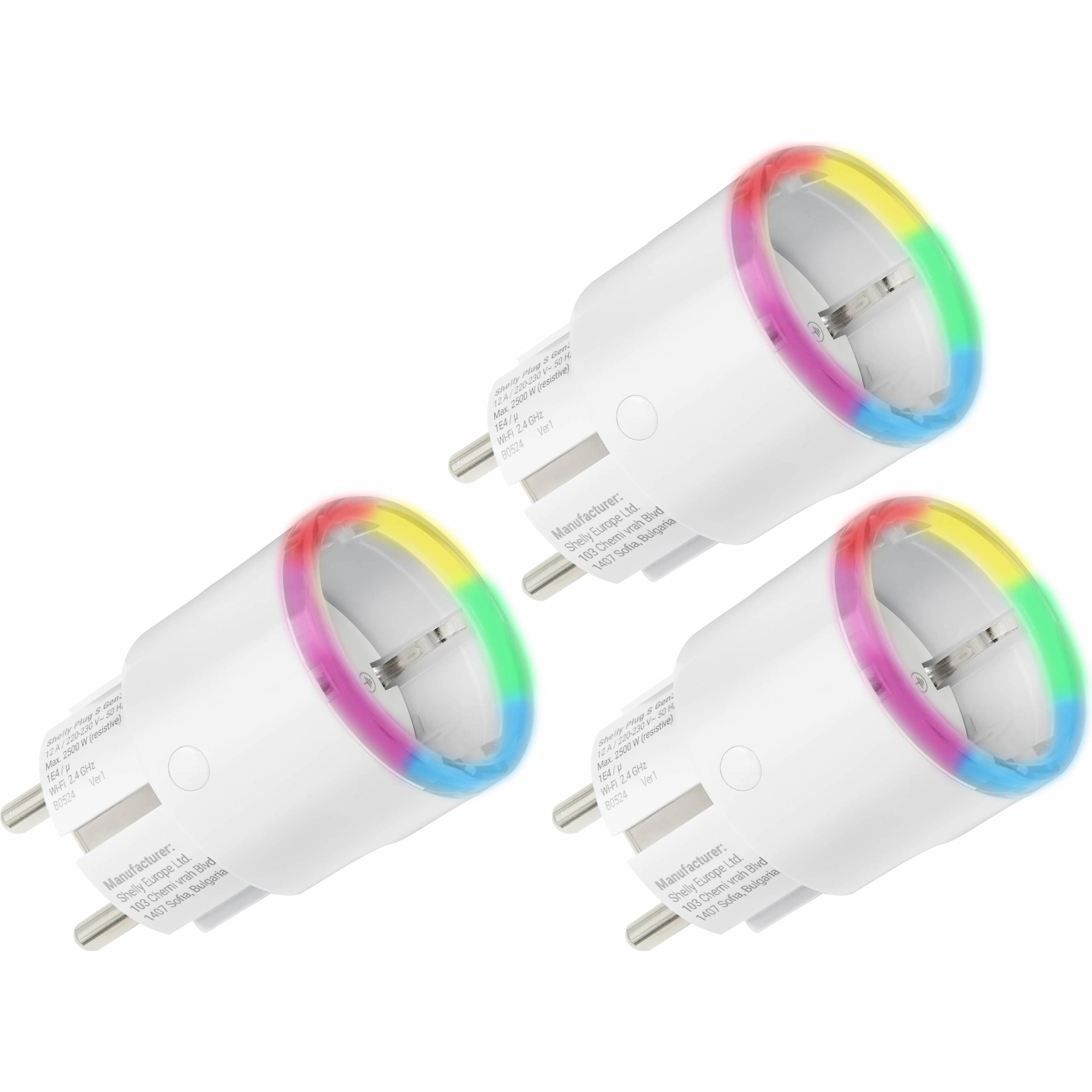 Shelly, Smart Plug, WLAN-Steckdose Plug S Gen3, Matter, weiss, 3 Stück
