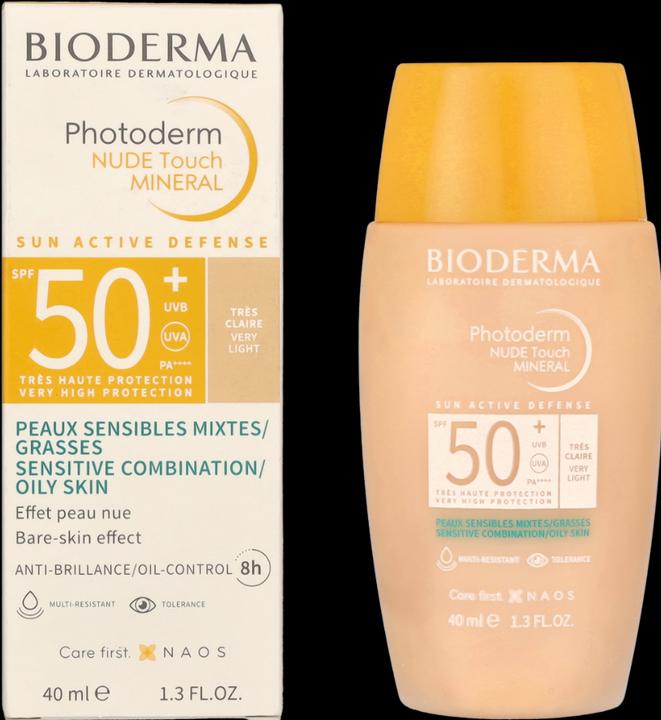 Image du produit Bioderma Photoderm Nude Touch Mineral SPF50+ très claire (Crème solaire visage, SPF 50, 40 ml)