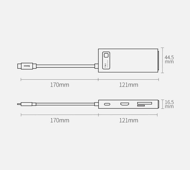 Actual product image Baseus Metal Gleam Series 7-in-1 (USB-C, 7 ports)