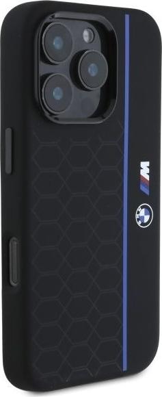 Actual product image BMW BMHMP16L23SHEB iPhone 16 Pro 6.3" czarny/black hardcase Silicone Hexagon Blue Line MagSafe (Apple iPhone 16 Pro)