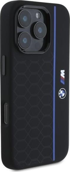 Image du produit BMW BMHMP16L23SHEB iPhone 16 Pro 6.3" czarny/black hardcase Silicone Hexagon Blue Line MagSafe (Apple iPhone 16 Pro)